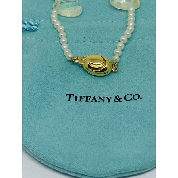 18K Yellow Gold Iridesse Tiffany & Co Pearl Strand with Quartz Drops 18" - Picture 8 of 10